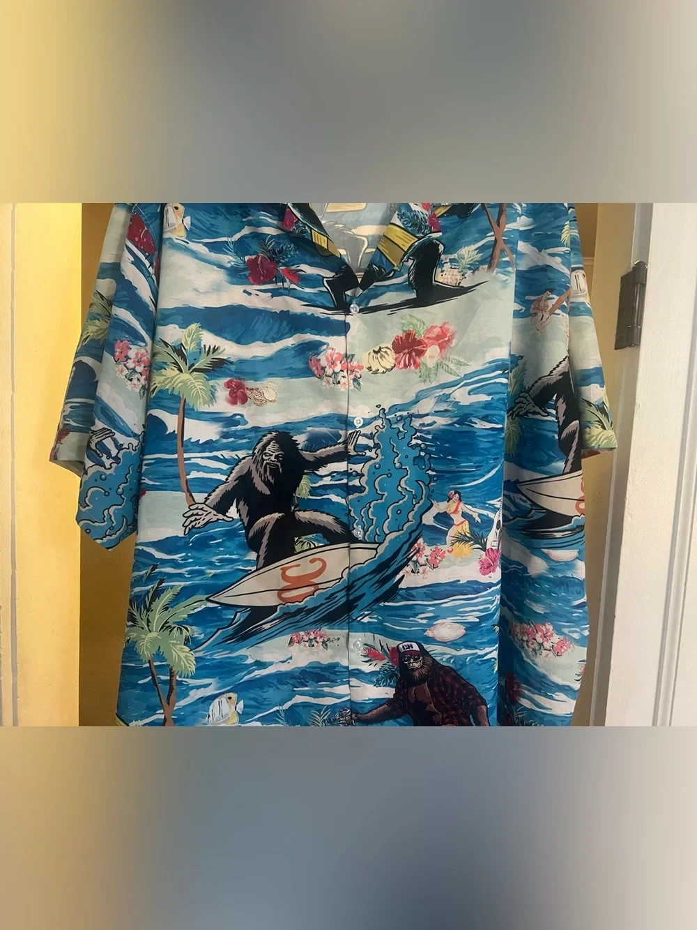 Bigfoot Surf Hawaiian Men’s Nautical Beach Surf Short Sleeve Vacation Shirt 5XL